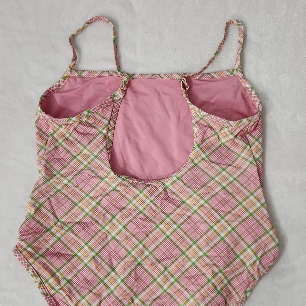New!Pink X Frankies Bikini‎ August One Piece Swimsuit Strawberry Plaid